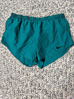Nike Dri-FIT Running Shorts with Back Zipper Pocket Teal Blue Size Large